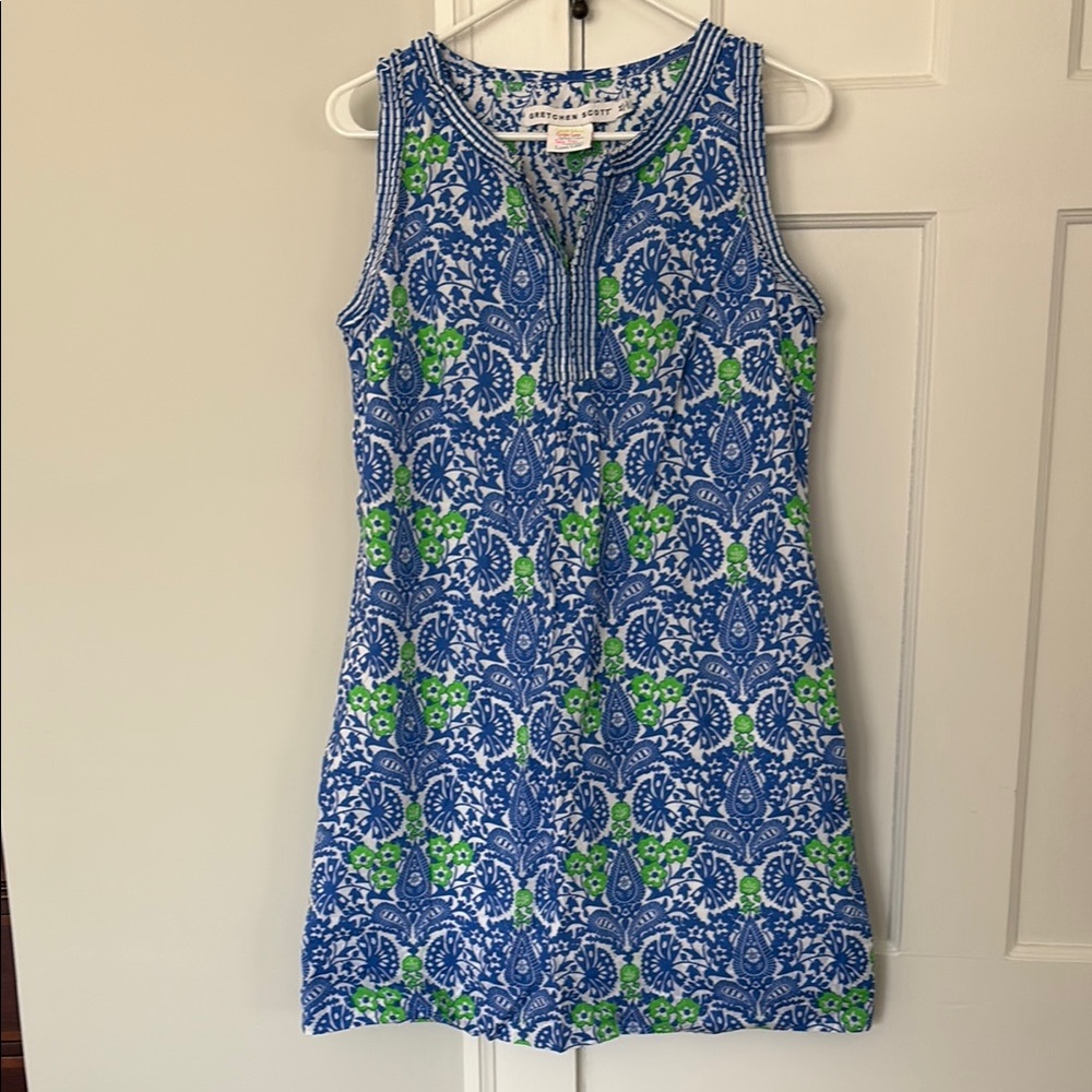 Gretchen Scott Designs Blue and Green Casual Dress